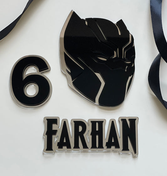 Black Panther Side Mask Set | Acrylic Cake Charms