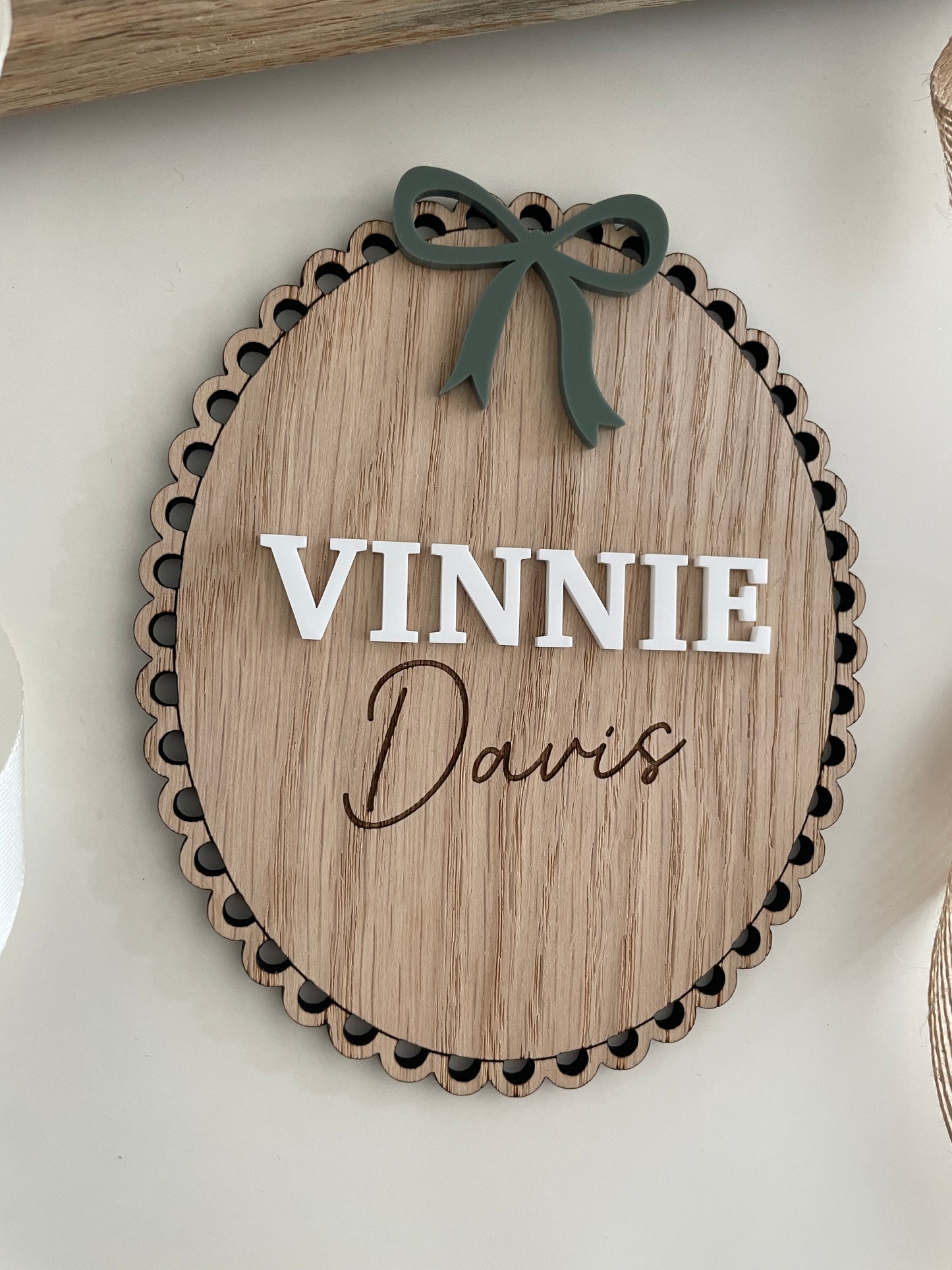 Baby Name Reveal Sign | Personalised Wood And Acrylic Photo Prop