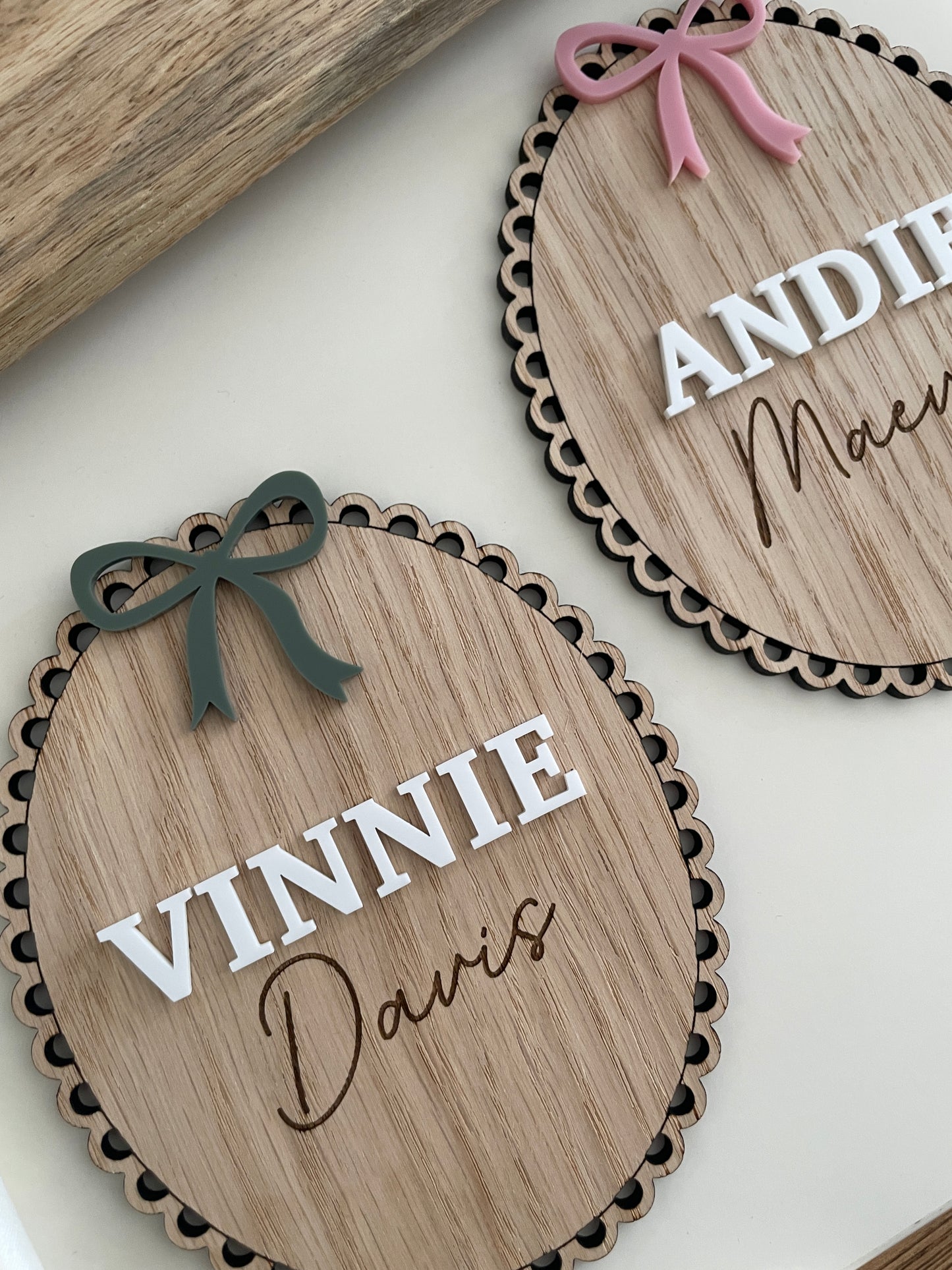Baby Name Reveal Sign | Personalised Wood And Acrylic Photo Prop