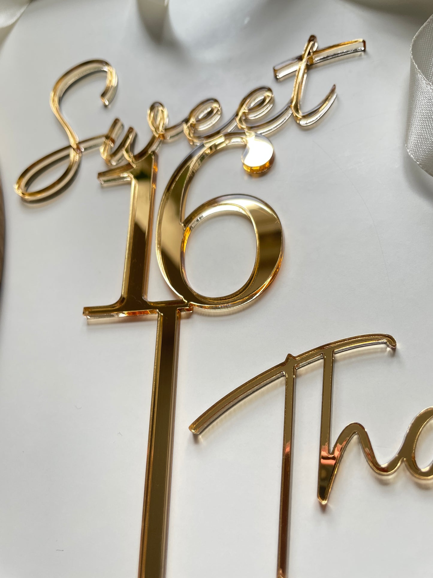 Sweet 16 Acrylic Cake Topper. Name Charm Topper Set