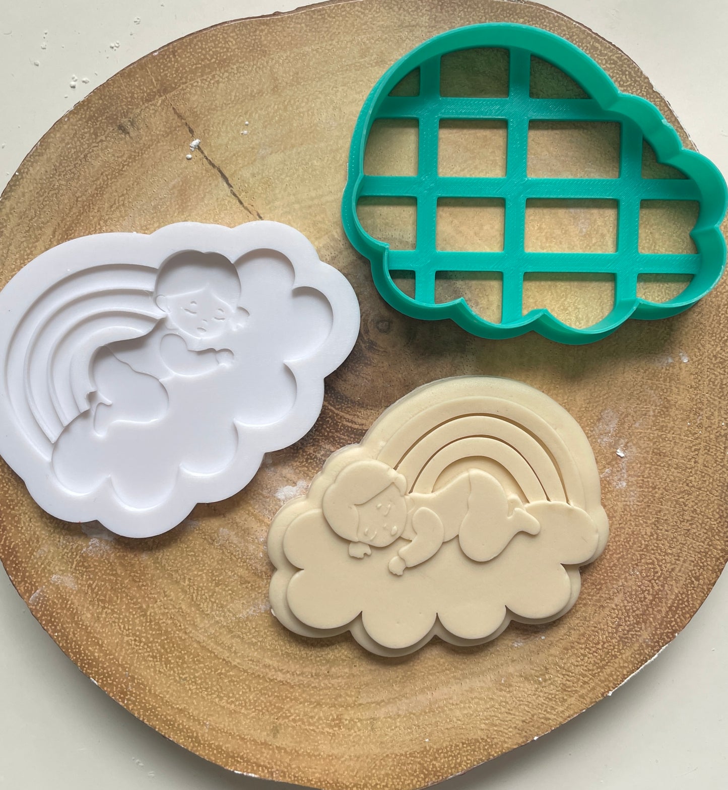 Baby Sleeping On A Cloud | Debosser / Embosser And Cutter Set. Cookie Cutter.