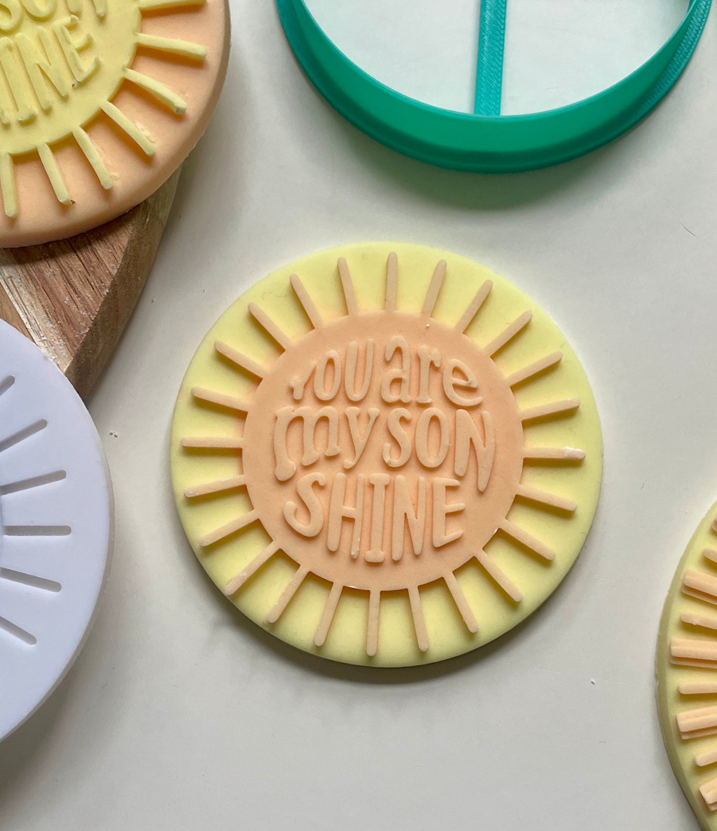 You are my son shine 3d printed debosser and cutter set for using with fondant to make toppers for biscuits and cakes. 