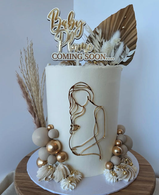 Coming Soon Baby Name Cake Toppper. Wood And Acrylic. Personalised.