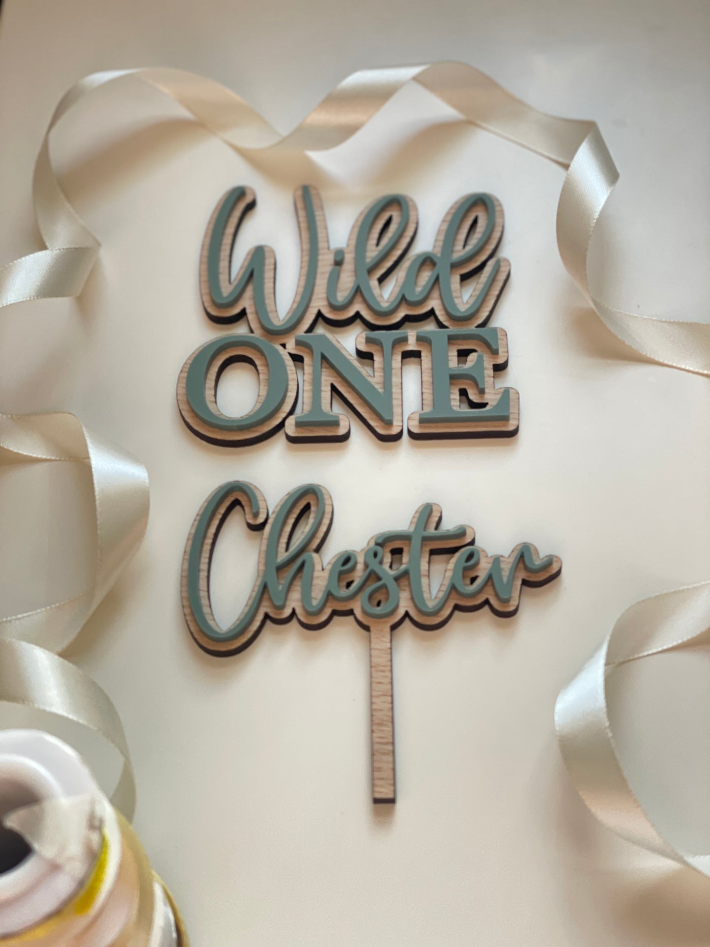 Wild One Cake Charm | Name Topper  | Wood And Acrylic