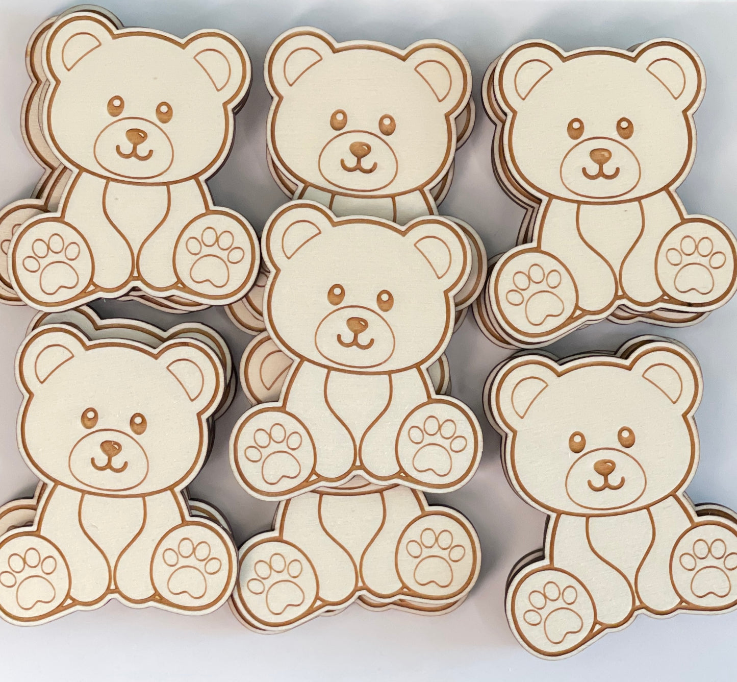 Cute Wooden Bear Cupcake Topper