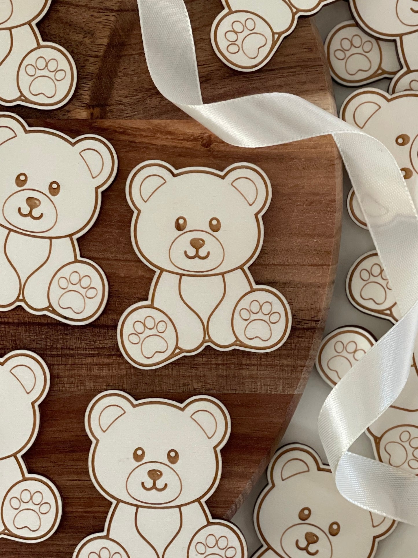 Cute Wooden Bear Cupcake Topper