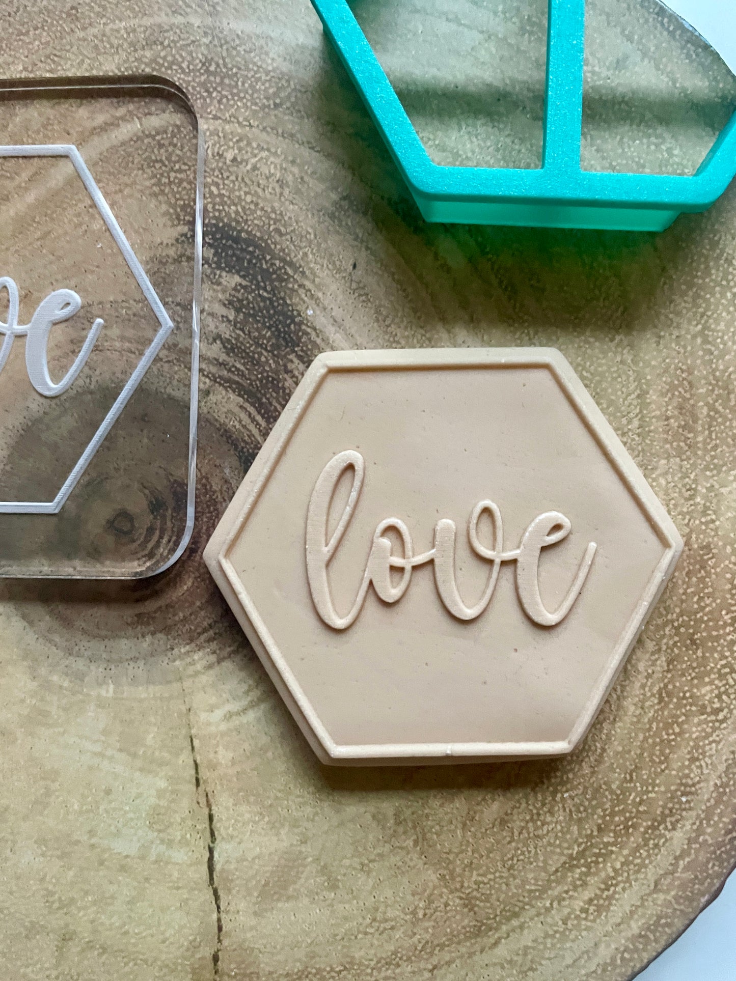 Love In A Hexagon / Embosser / Debosser And Cutter set. Acrylic.
