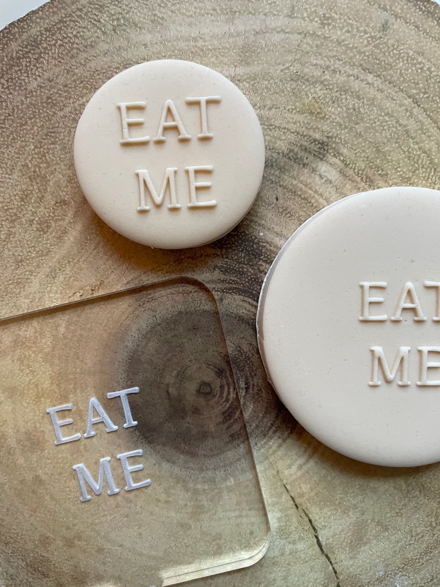 Eat me acrylic debosser Embosser for fondant icing 