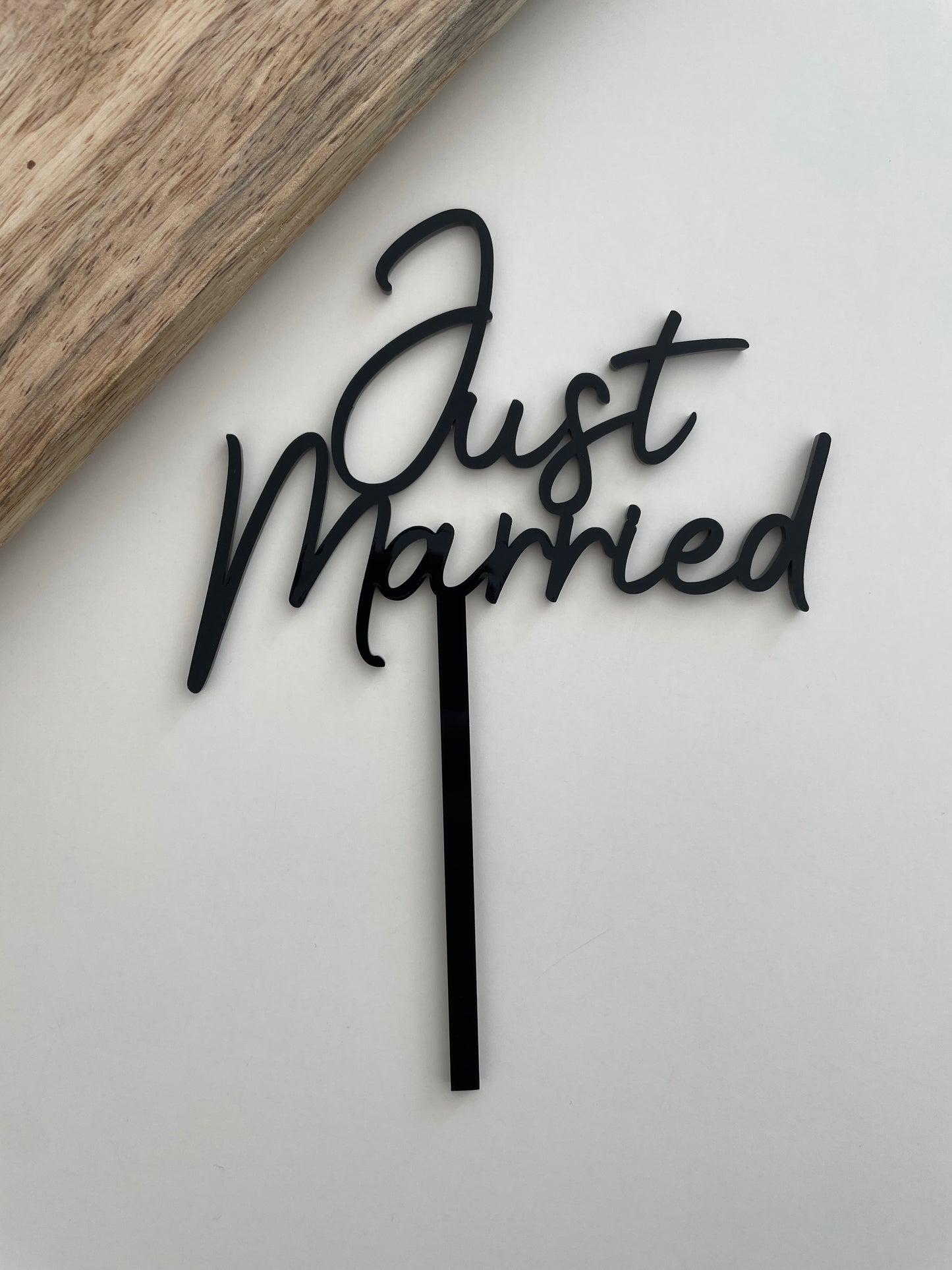 Just Married Cake Topper | Black Acrylic