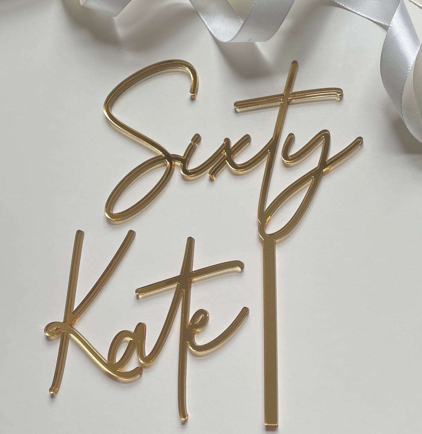 Sixty Gold Mirrored Acrylic Cake Topper.