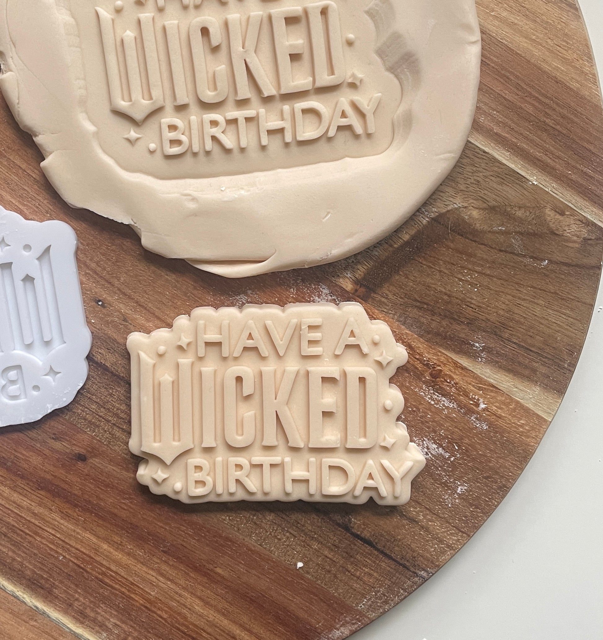 Have a wicked birthday 3D printed debosser Embosser and cutter set for fondant 