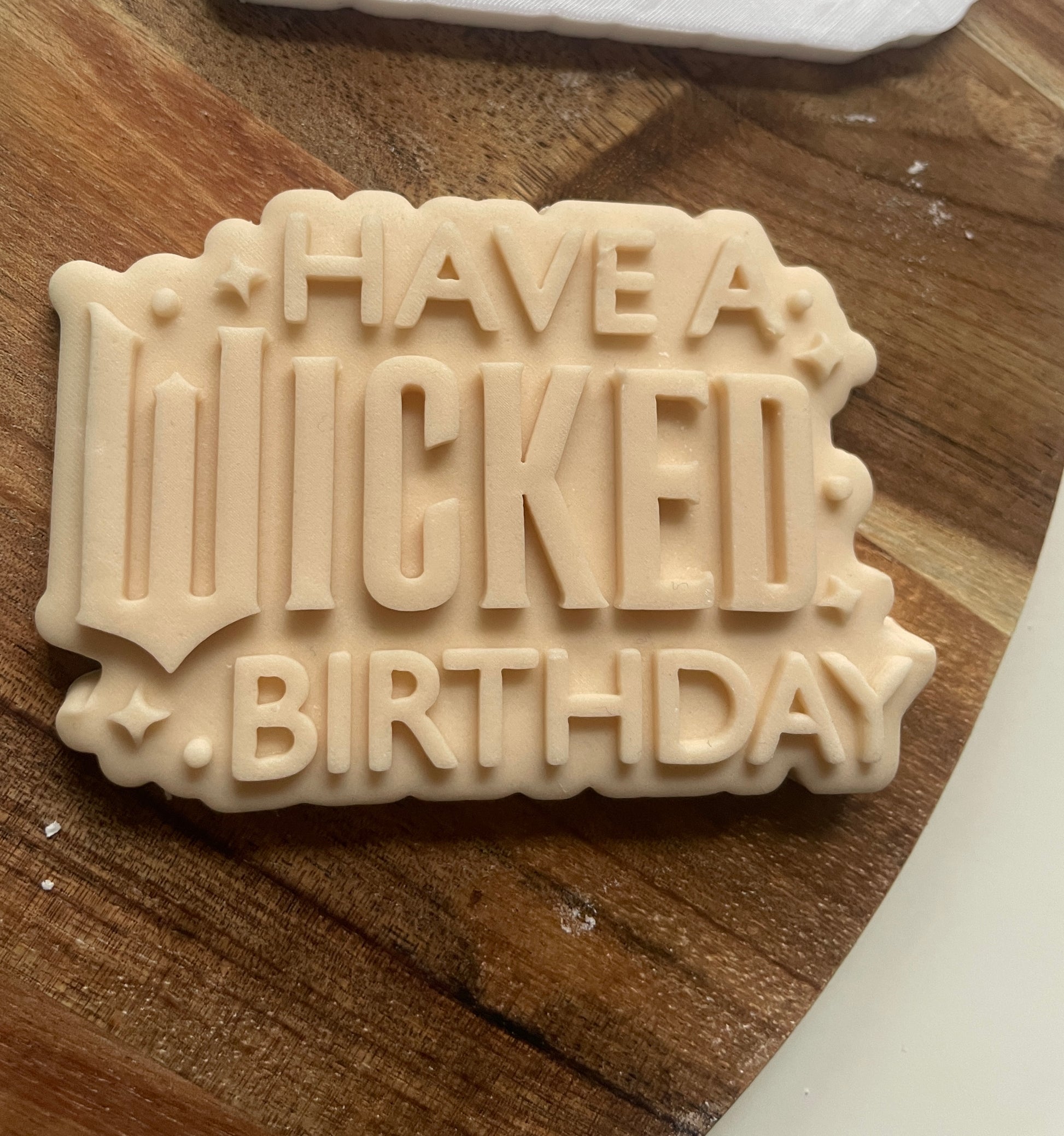 Have a wicked birthday 3D printed debosser Embosser and cutter set for fondant 