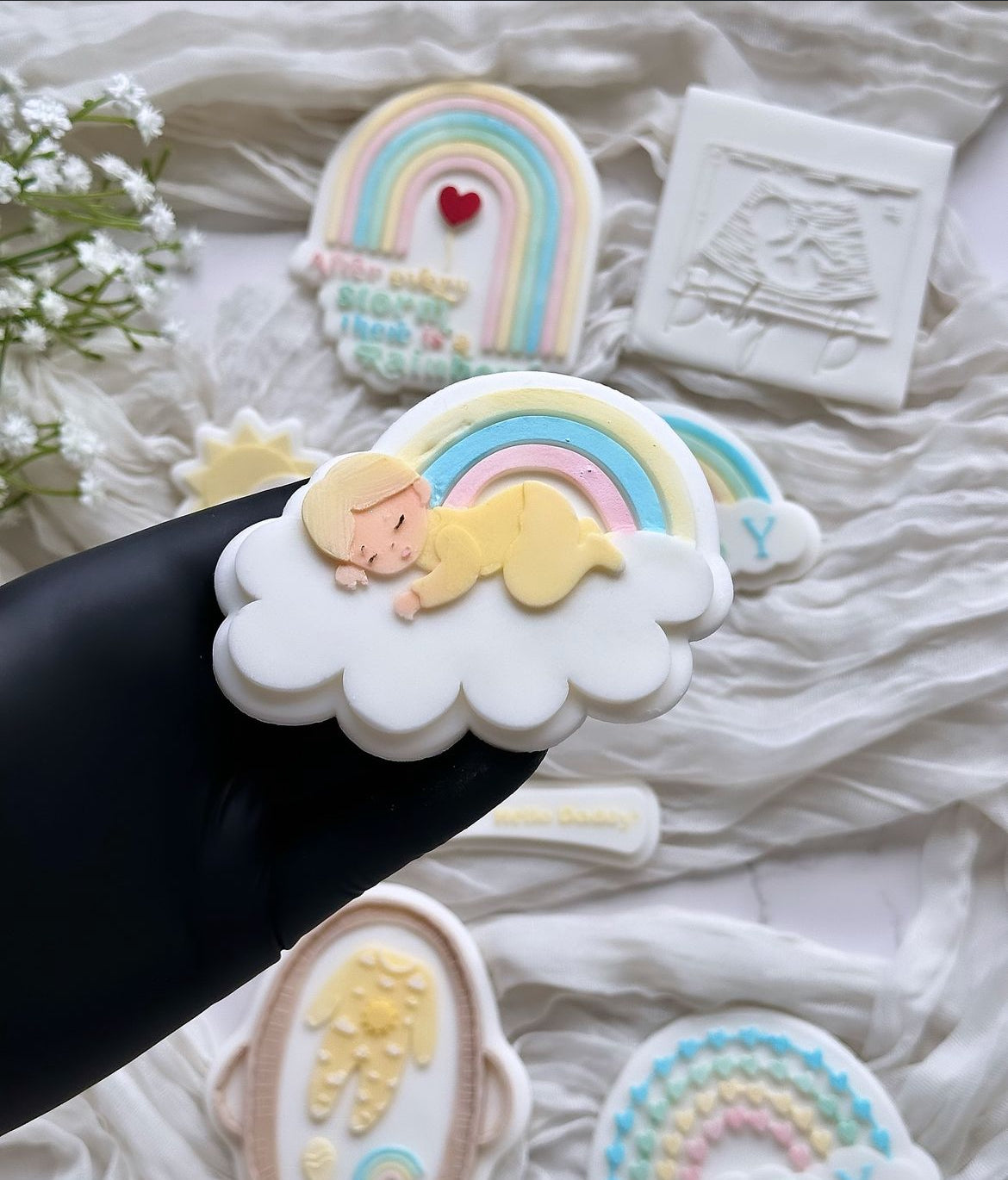 Baby Sleeping On A Cloud | Debosser / Embosser And Cutter Set. Cookie Cutter.