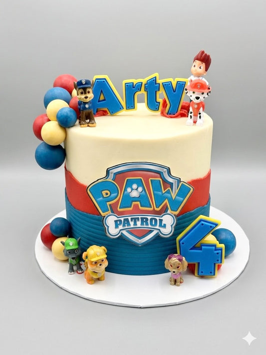 Dog Paw Patrol Theme. Acrylic Name And Age Cake Charm.