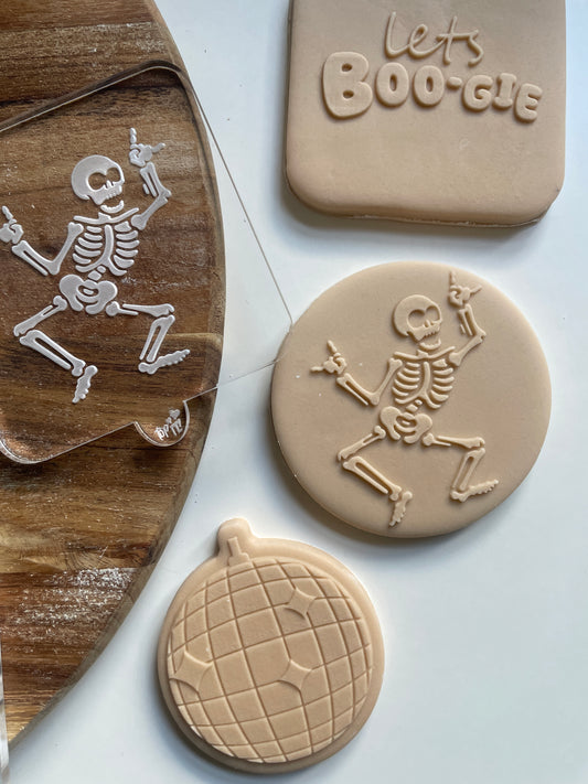 Dancing Boogie Skeleton | Acrylic Debosser.