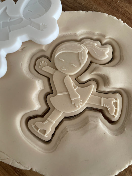 Ice Skater Girl | Embosser And Cutter STL File