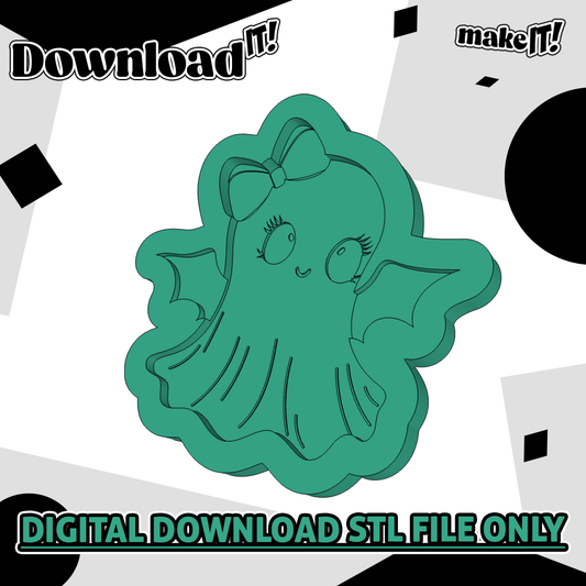 Cute Bat Ghost  | Embosser And Cutter STL File