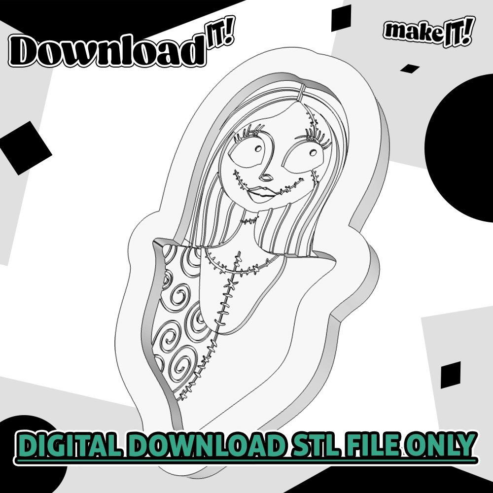 sally skellington stl file for 3d printed embosser debosser and cutter set 