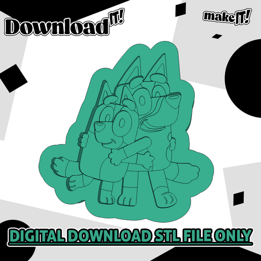 Bluey And Bingo Cuddling | Embosser And Cutter STL File