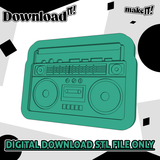 Boom Box Retro Tape Cassette Player | Embosser And Cutter STL File