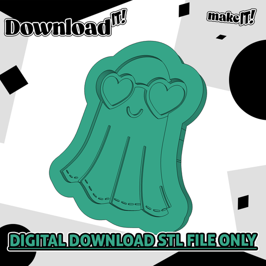 Ghost In Love Heart Sunglasses | Embosser And Cutter STL File