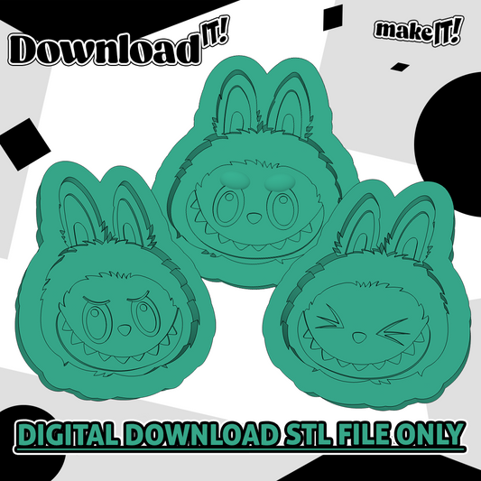 Labubu Head x 3| Embosser And Cutter STL File