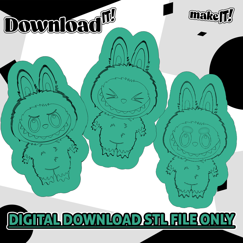 Labubu Standing x 3 | Embosser And Cutter STL File