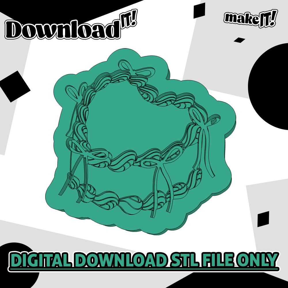 Lambeth Cake With Bows | Embosser And Cutter STL File