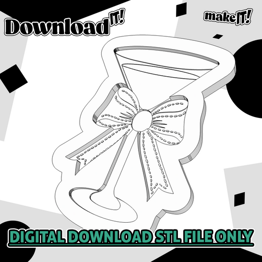 Martini Glass Stitch Bow | Embosser And Cutter STL File