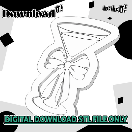 Martini Glass With Pretty Bow | Embosser And Cutter STL File