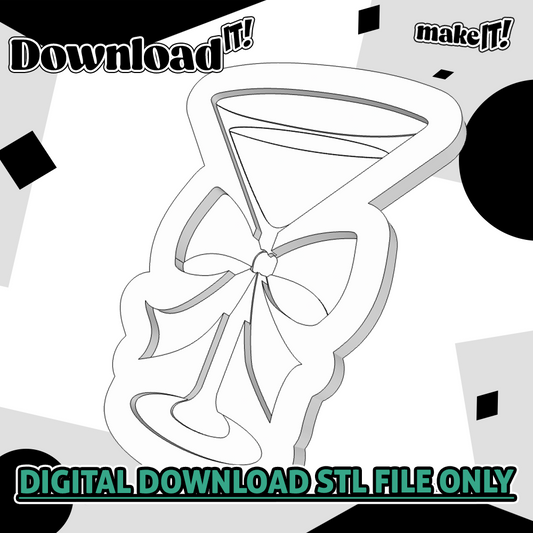 Martini Glass With Bow | Embosser And Cutter STL File