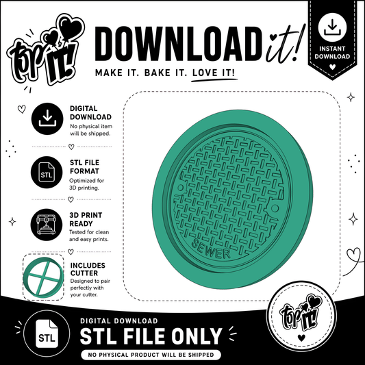 Sewer Cover  | Embosser And Cutter STL File