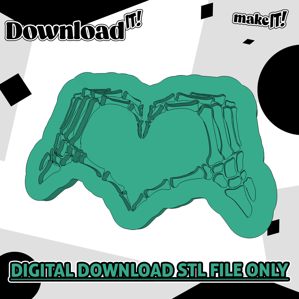 Skeleton Love Hands | Embosser And Cutter STL File