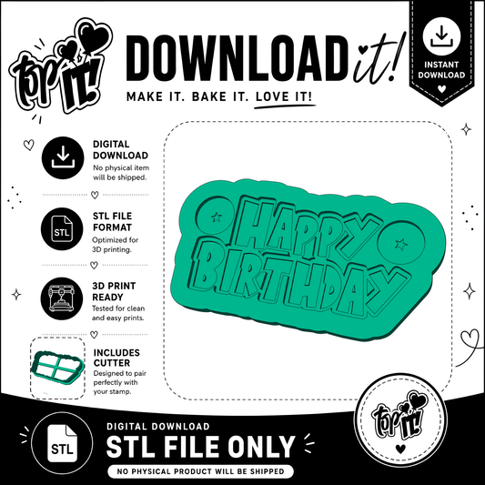 Happy Birthday DBZ  | Embosser And Cutter STL File