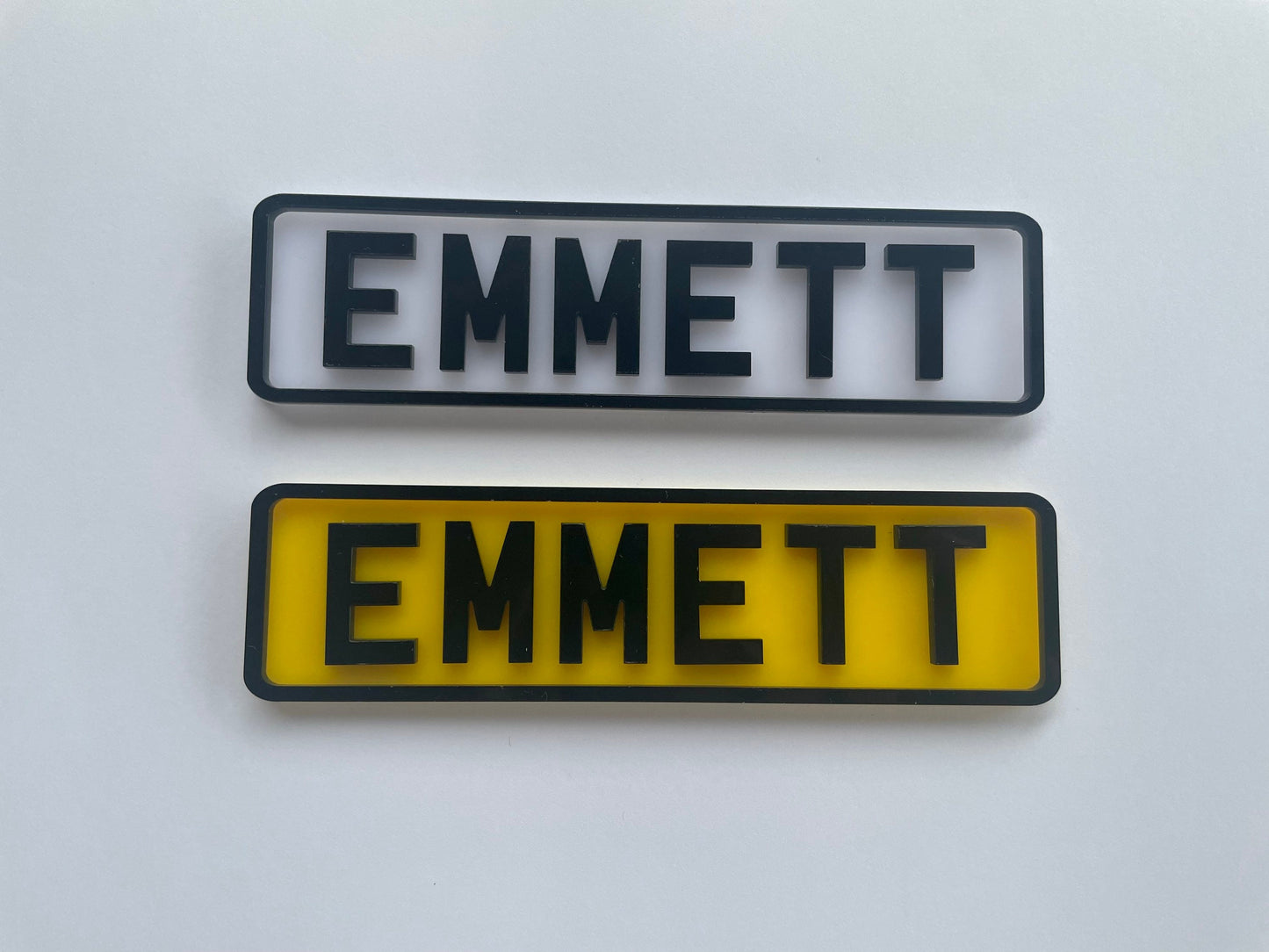Mini personalised number plates. Acrylic. Bedroom door name signs. Kids Mini car plates. Decor. Buggy plates.  Car reg door signs.