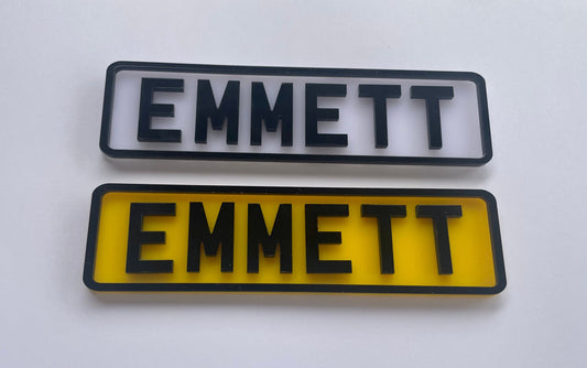 Mini personalised number plates. Acrylic. Bedroom door name signs. Kids Mini car plates. Decor. Buggy plates.  Car reg door signs.