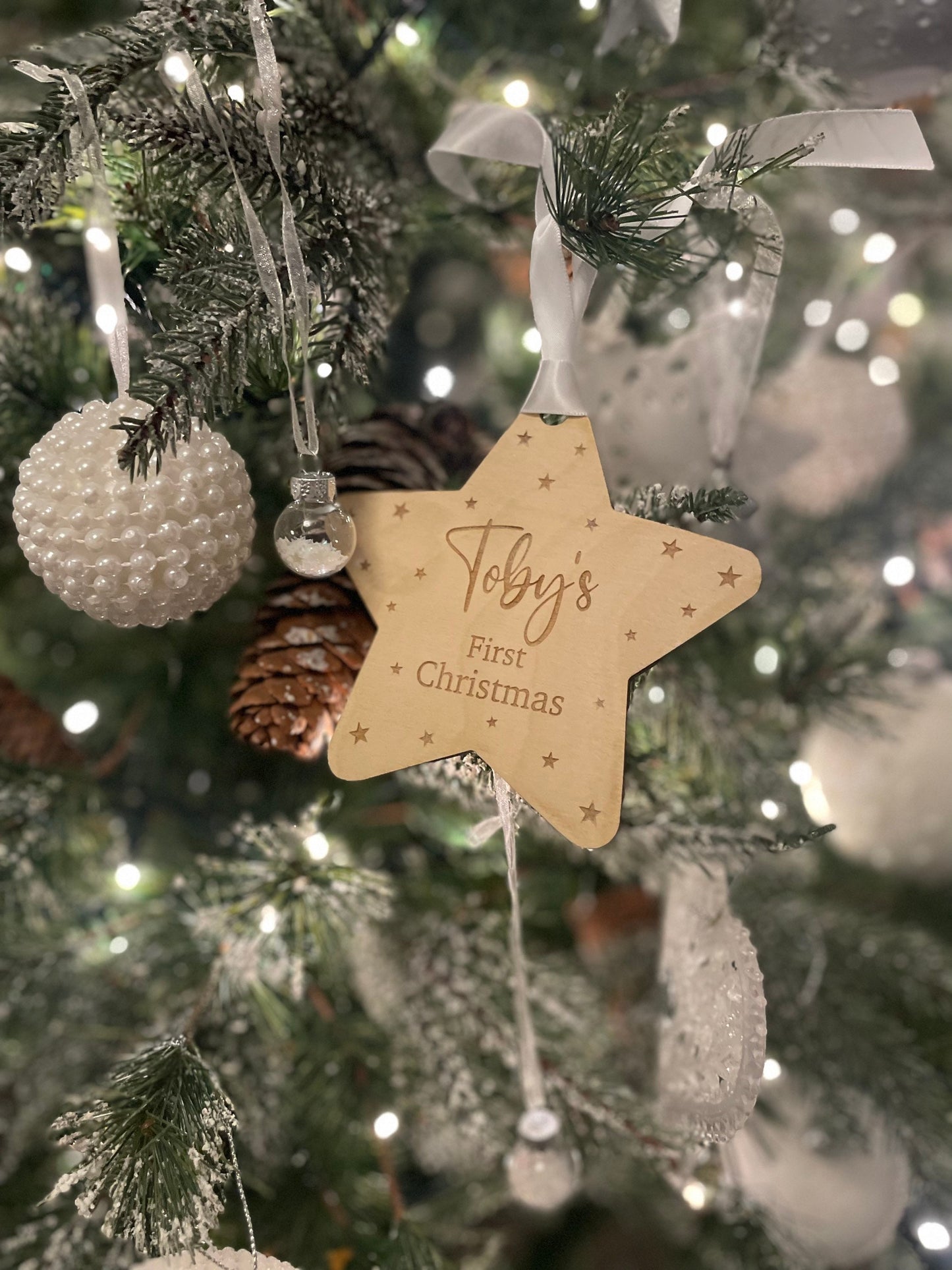 My first  Christmas. Personalised first Christmas.  Christmas decoration. Baby’s first bauble.