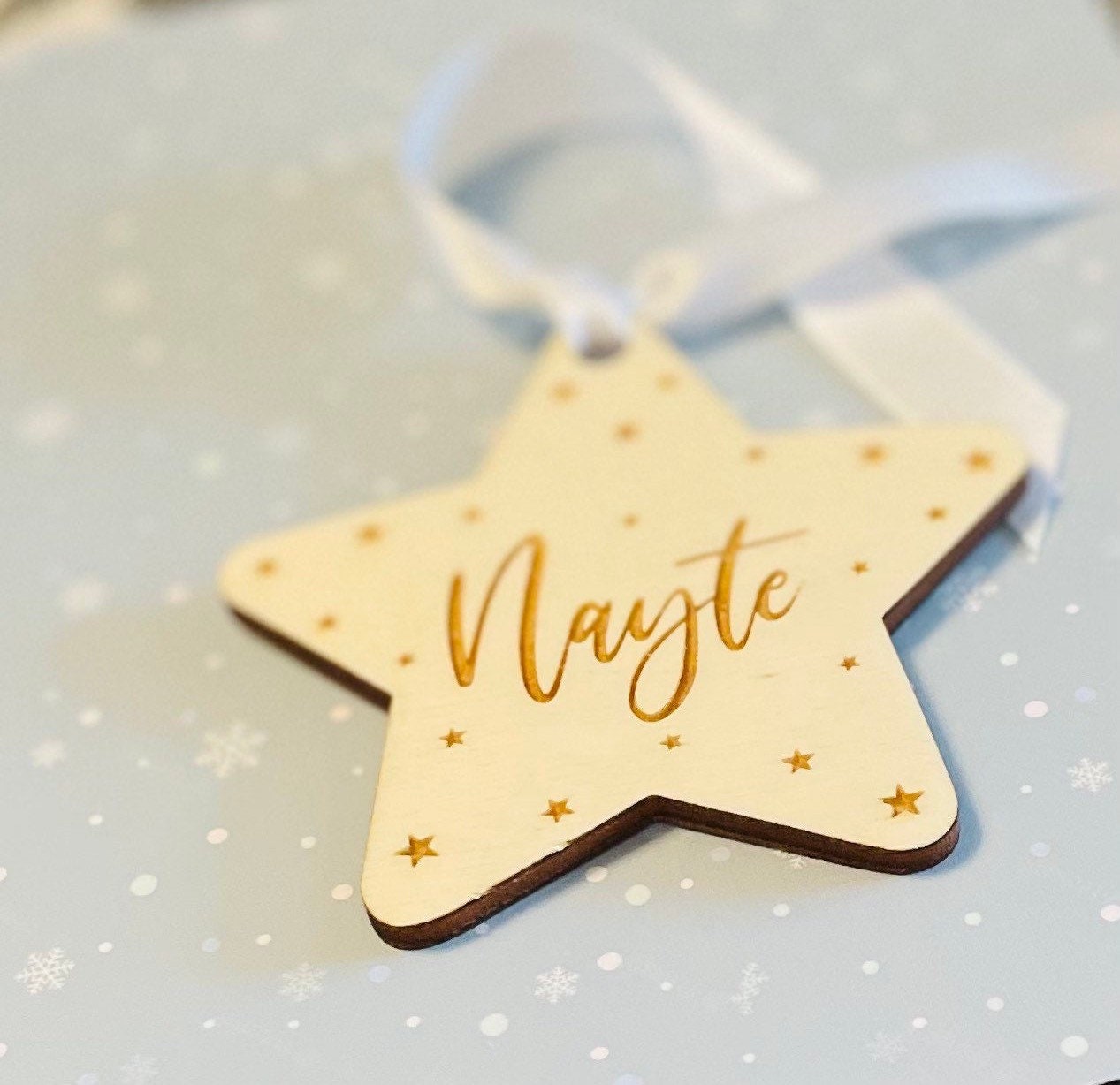 Personalised Christmas decoration. Gift Tag Kids name bauble. Personalised tree decoration.