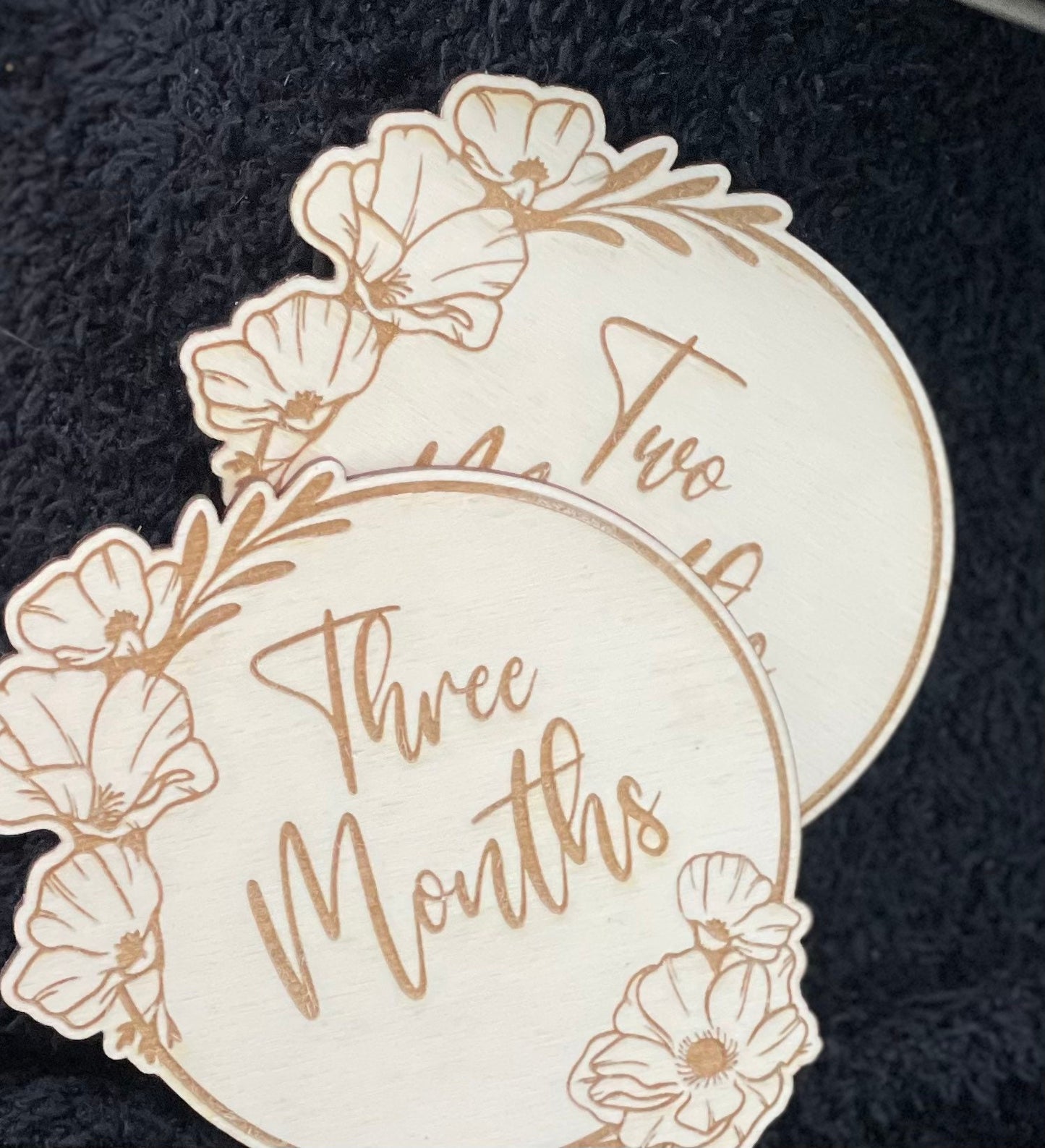 Floral Milestone signs. Baby announcement disc. Nursery Wall decor.
