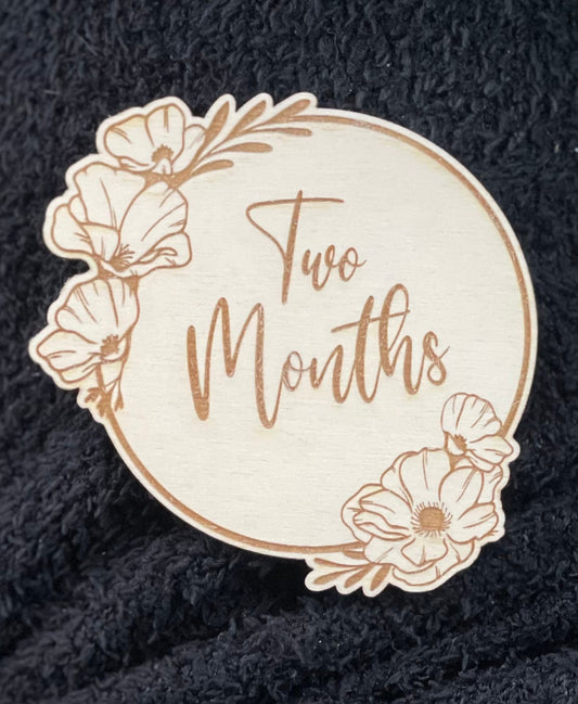 Floral Milestone signs. Baby announcement disc. Nursery Wall decor.