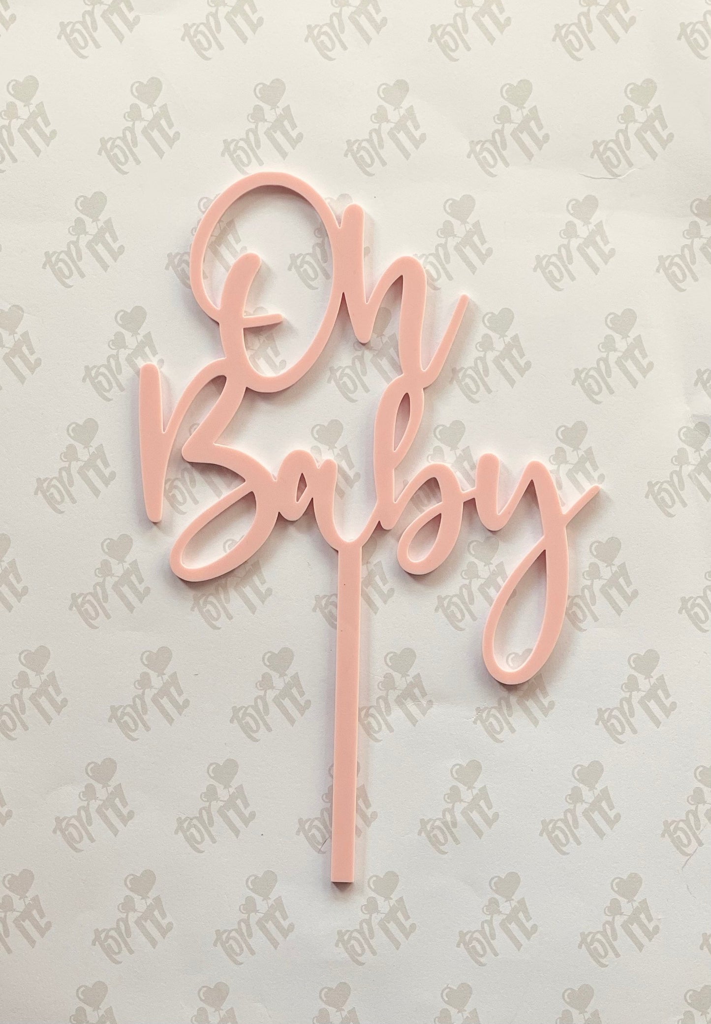 Oh baby acrylic cake topper. Mirror gold acrylic. Silver mirror acrylic. More colours available. Pastel oh baby topper.