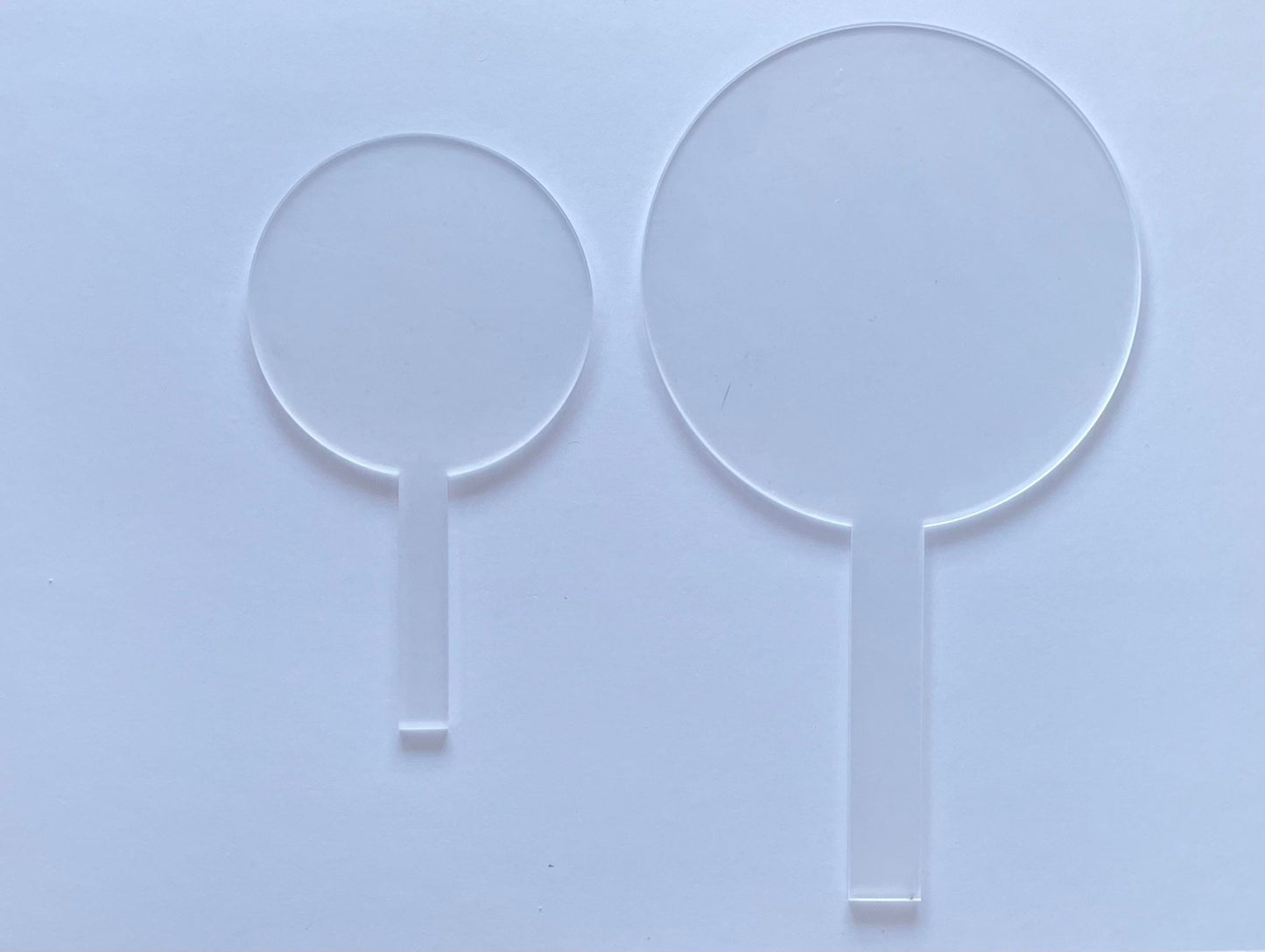 Blank acrylic cake toppers / paddles / signs. Craft blanks. 4 inch Clear acrylic circle cake topper. Acrylic blanks. Plain cake topper. 3mm.