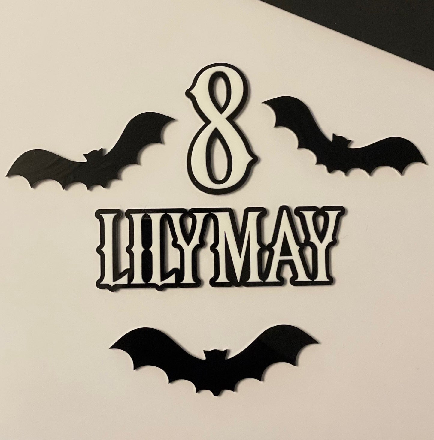 Wednesday Theme With Bats | Acrylic Cake Charm / Topper 