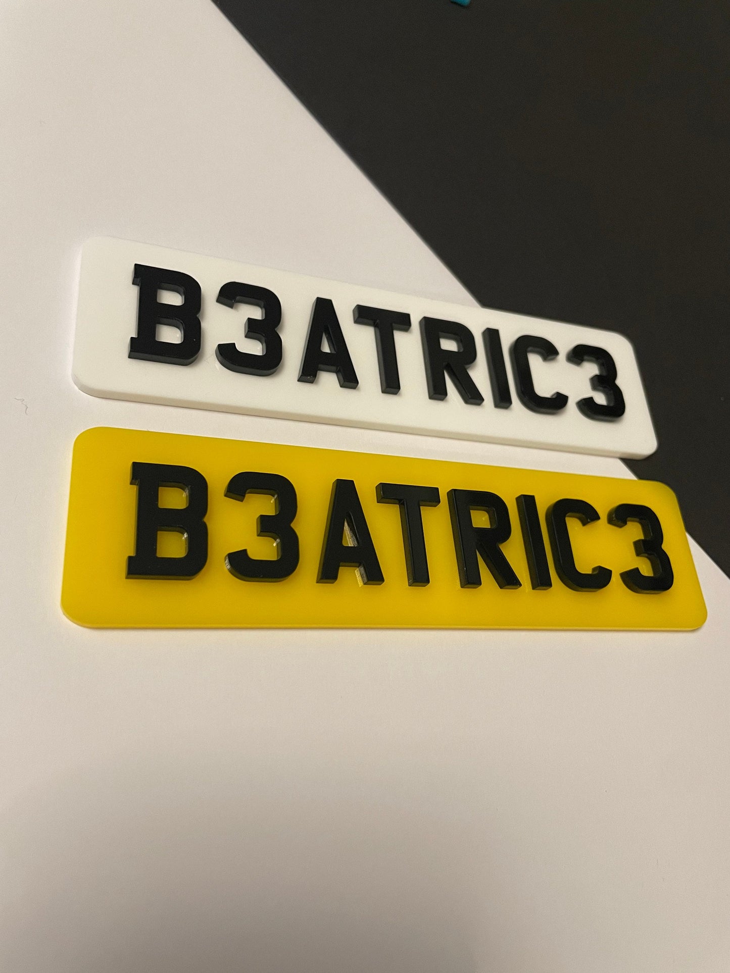 Mini personalised number plates. Acrylic. Bedroom door name signs. Kids Mini car plates. Decor. Buggy plates.  Car reg door signs.