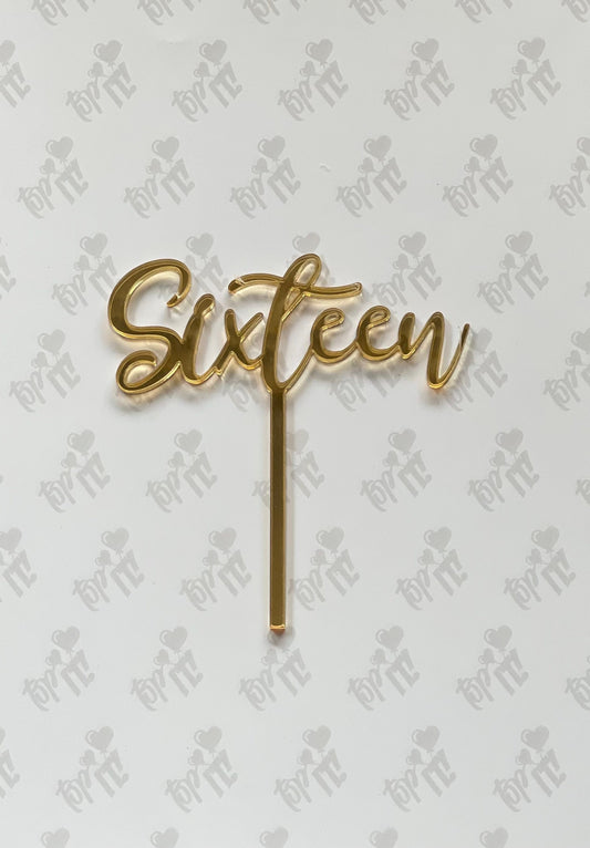 Sixteen cake topper. Acrylic sixteen topper. Sixteen cake charm