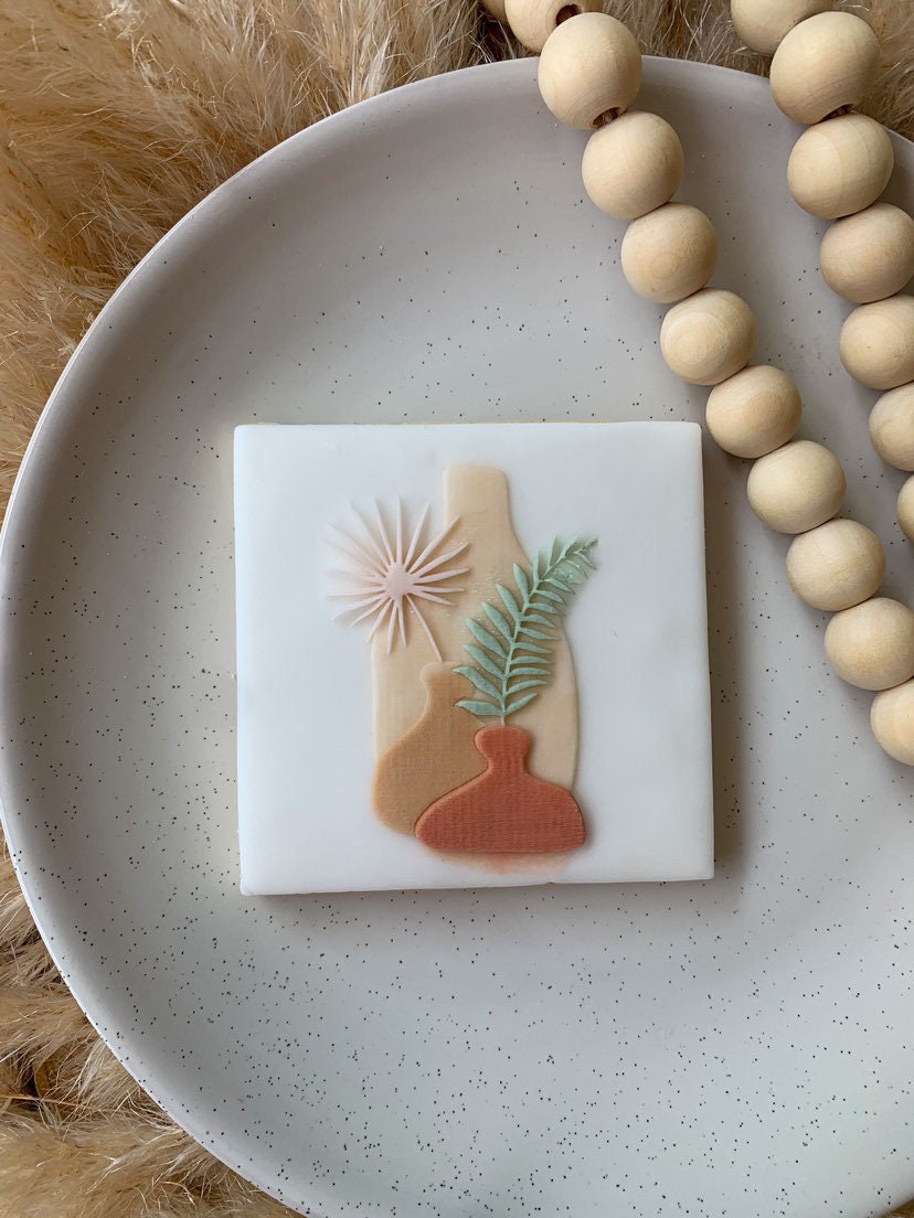 Boho themed debosser. Boho vase.