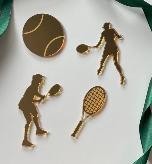 Tennis cake charms. Ladies / Mens Acrylic tennis charms.