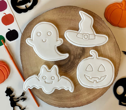 Halloween cookie stamps. Paint Your Own fondant stamps. Bat / Ghost / which Hat / pumpkin