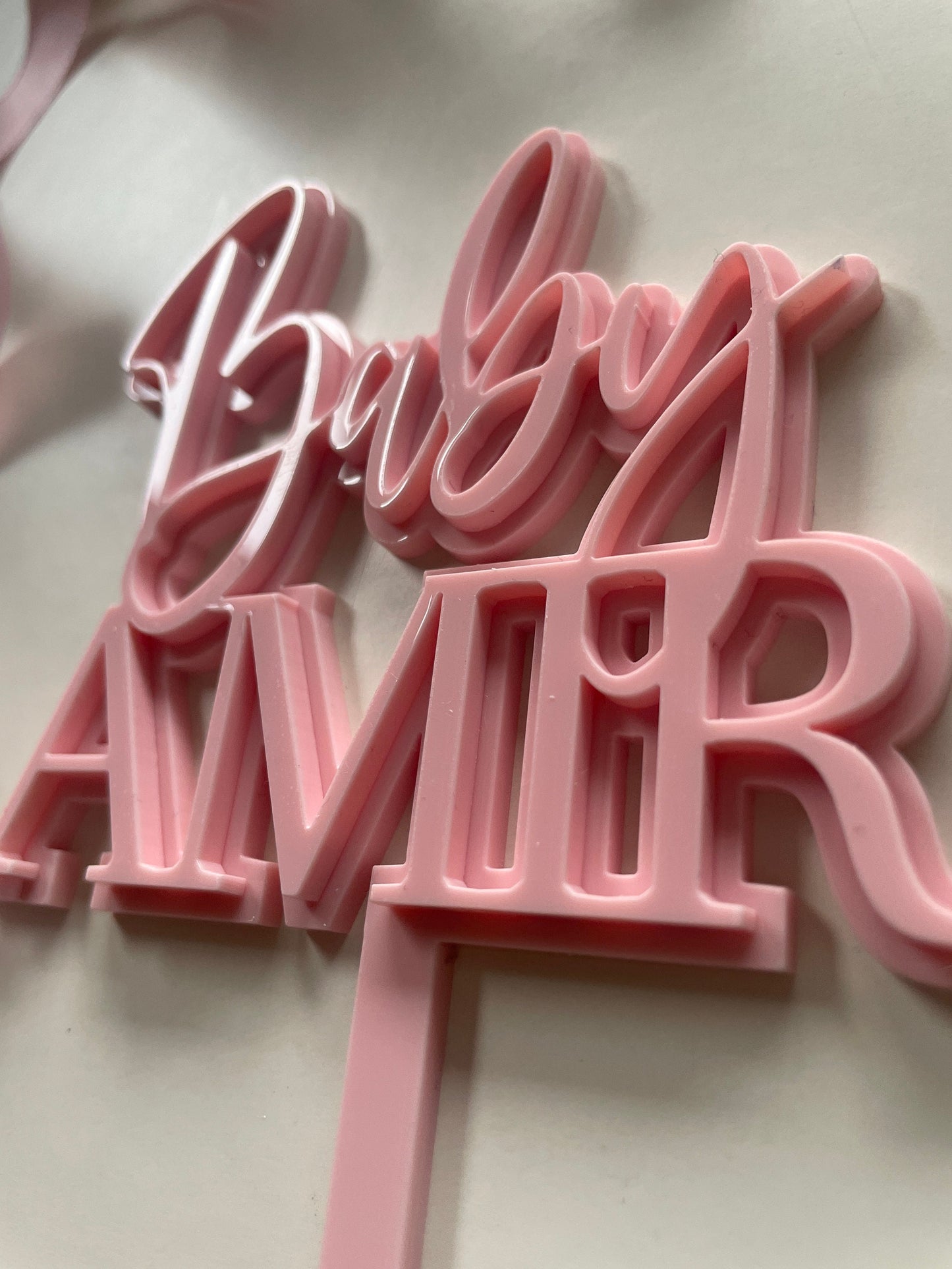 Baby Name cake topper. Acrylic. Double layered.