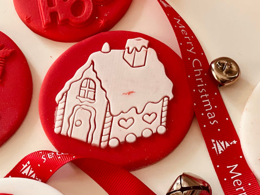 Christmas gingerbread house.  cookie debosser. Fondant Debosser.